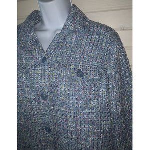 NWOT Draper’s & Damons Sz LARGE Light Blue Boucle Tweed Blazer Lined